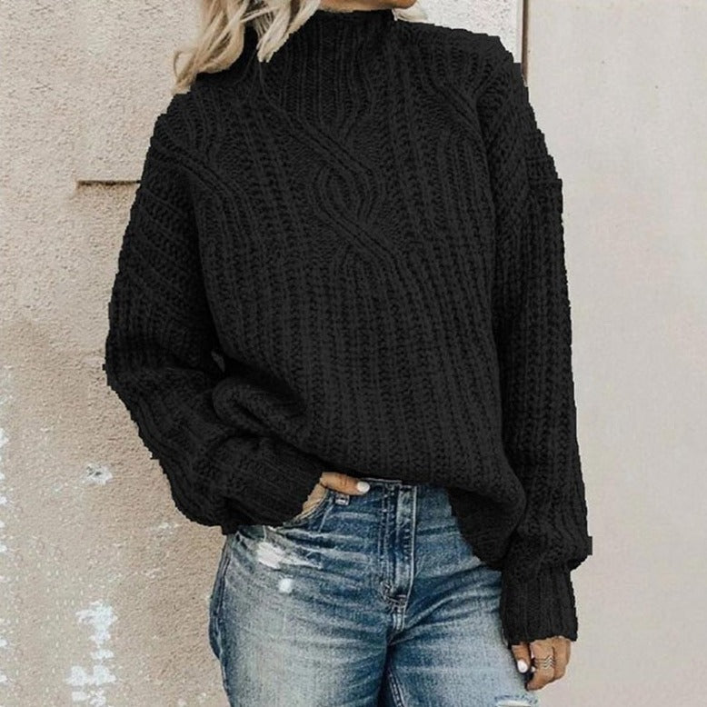 Eleganter Damenpullover mit Rundhalsausschnitt und langen Ärmeln 0