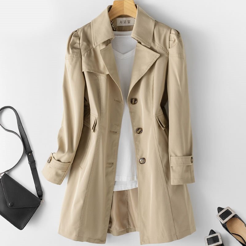 Kurzer Trenchcoat für Damen mit Reverskragen | klassisches Design 0