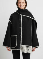 Damen Kurzmantel mit integriertem Schal