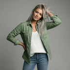 Damen Hemdjacke im klassischen Design mit Brusttaschen