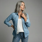 Damen Hemdjacke im klassischen Design mit Brusttaschen