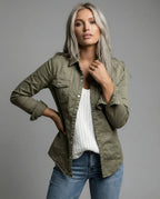 Damen Hemdjacke im klassischen Design mit Brusttaschen
