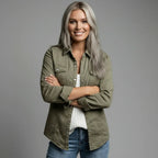 Damen Hemdjacke im klassischen Design mit Brusttaschen