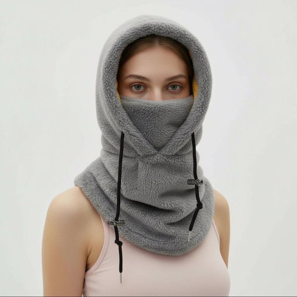 Winter Sturmhaube mit Kapuze und Nackenschutz aus Fleece