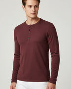 Langarmhemd für Herren ohne Kragen mit halber Knopfleiste