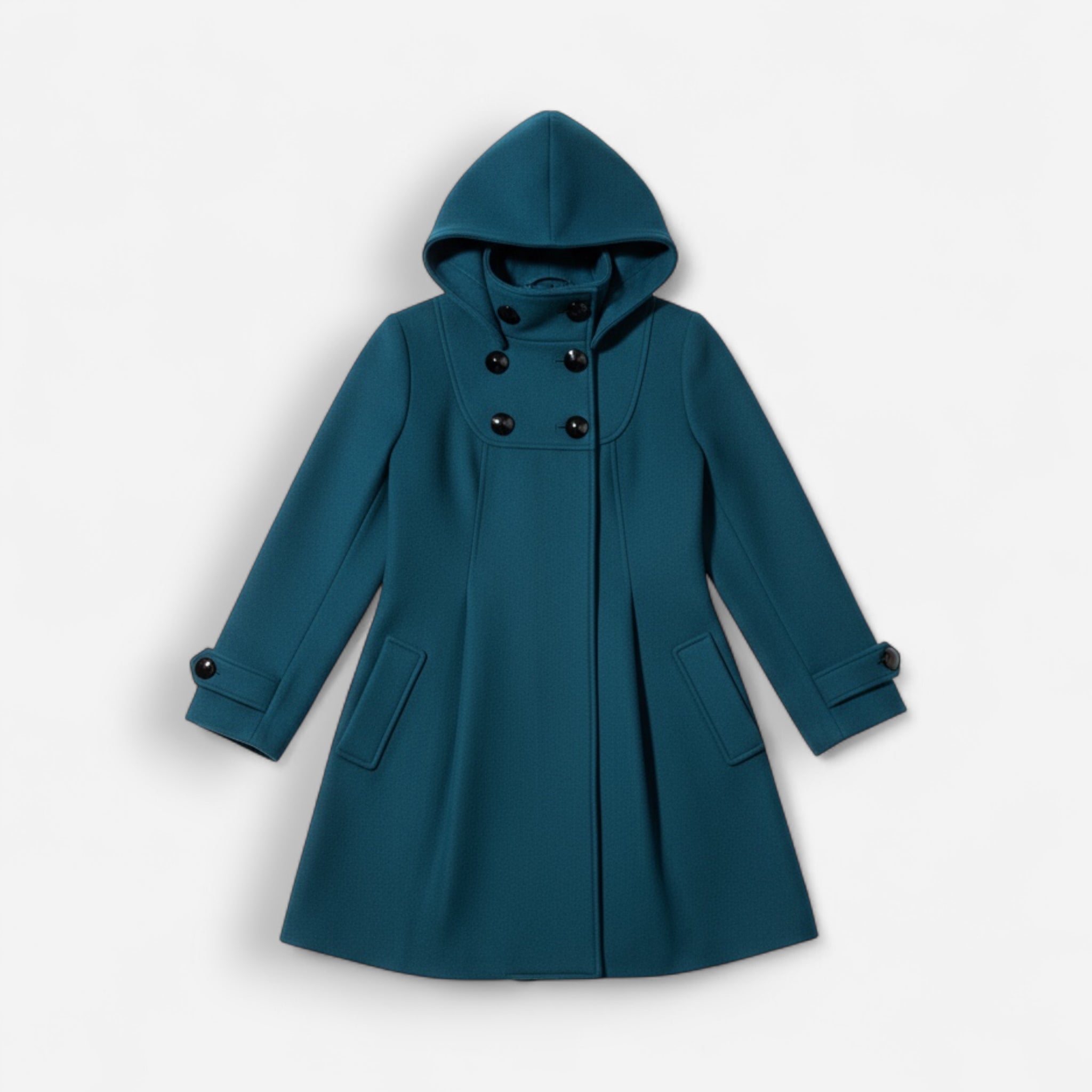 Wintermantel A-Linien mit Kapuze und Stehkragen für Damen | Mittelang