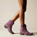 Ankle Boots für Damen mit flachem Absatz im Cowboy Stil