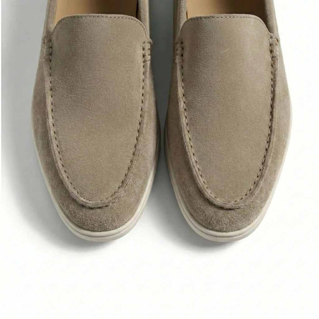 Loafer Schuhe für Herren in Velours-Optik mit Mokassin-Naht und Gummisohle