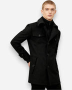 Gefütterte City-Winterjacke für Herren im Mantel-Look mit hohem Reißverschlusskragen