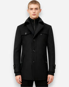 Gefütterte City-Winterjacke für Herren im Mantel-Look mit hohem Reißverschlusskragen