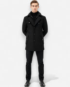 Gefütterte City-Winterjacke für Herren im Mantel-Look mit hohem Reißverschlusskragen