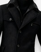 Gefütterte City-Winterjacke für Herren im Mantel-Look mit hohem Reißverschlusskragen