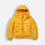 Glänzende Winterjacke für Damen mit hoch schließender Kapuze