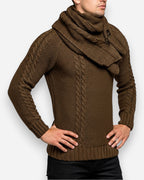 Rollkragenpullover für Herren im Schalkragen-Stil mit Zopfmuster-Details