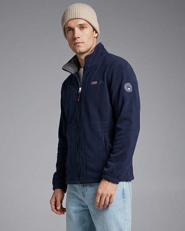 Fleecejacke für Herren mit Reißverschluss und Stehkragen