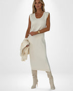 Ärmelloses Maxi Strickkleid mit Cropped Rollkragenpullover | Strickset für Damen