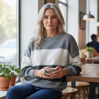 Gestreifter Damenpullover mit lockerer Passform