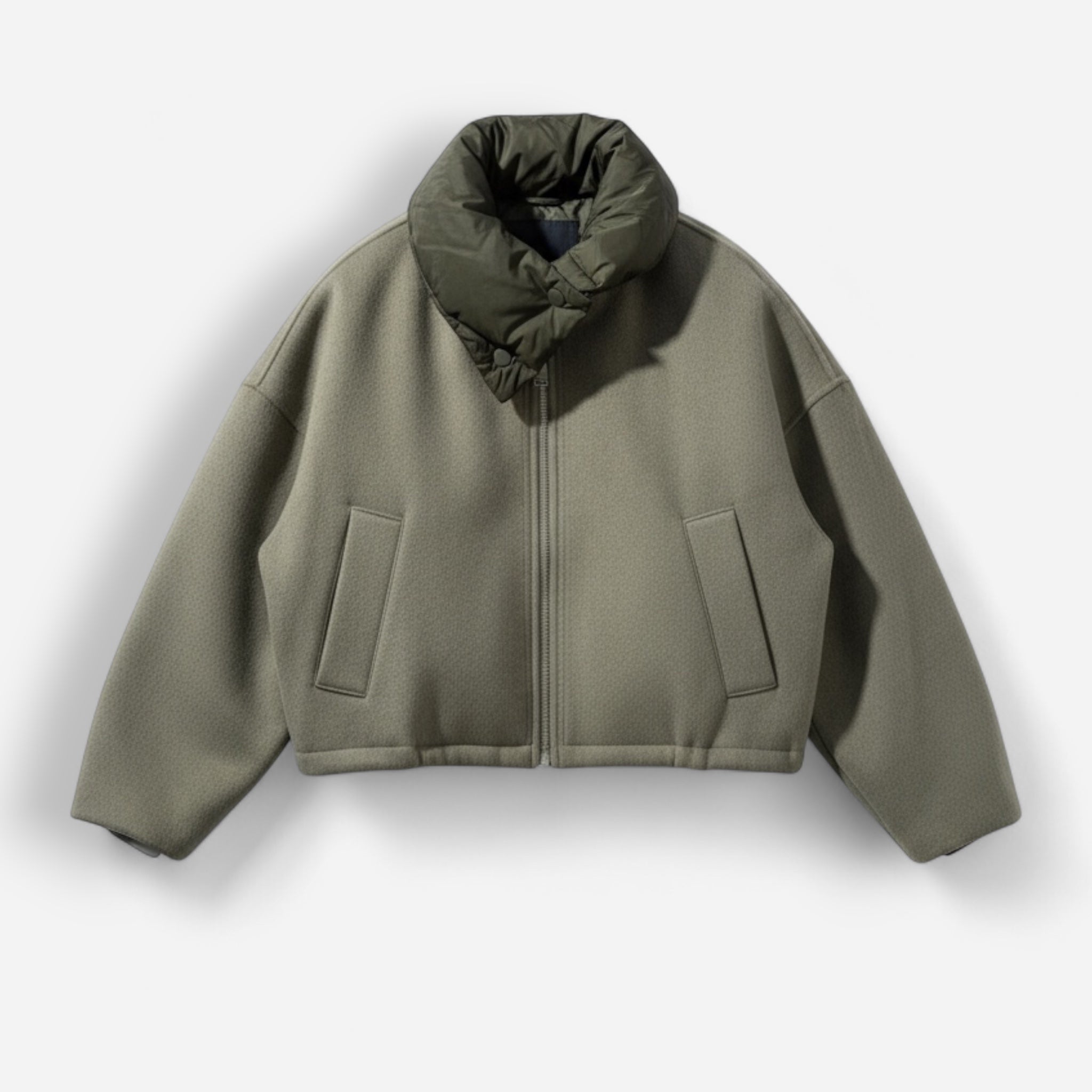 Casual Drop-Shoulder-Jacke mit verstellbarer Puff-Kapuze