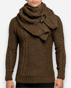 Rollkragenpullover für Herren im Schalkragen-Stil mit Zopfmuster-Details