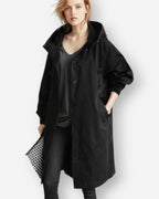 Lange Regen Jacke für Damen für die Übergangszeit mit Kapuze