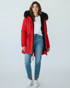 Winter Parka Jacke für Damen mit flauschiger Kapuze und Plüsch Innenfutter