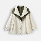 Mantel mit hohem mehrlagigem Kapuzenkragen für windige und regnerische Tage