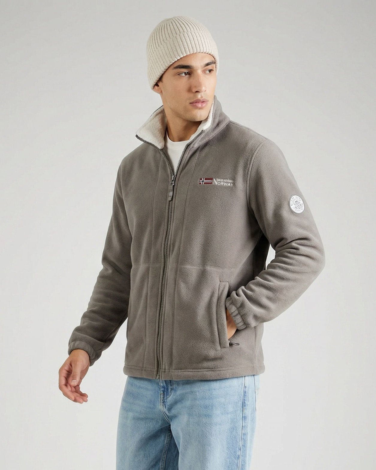 Fleecejacke für Herren mit Reißverschluss und Stehkragen