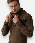 Rollkragenpullover für Herren im Schalkragen-Stil mit Zopfmuster-Details