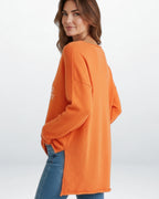 Pullover für Damen mit V-Ausschnitt und ohne elastische Abschlüsse – in Übergröße