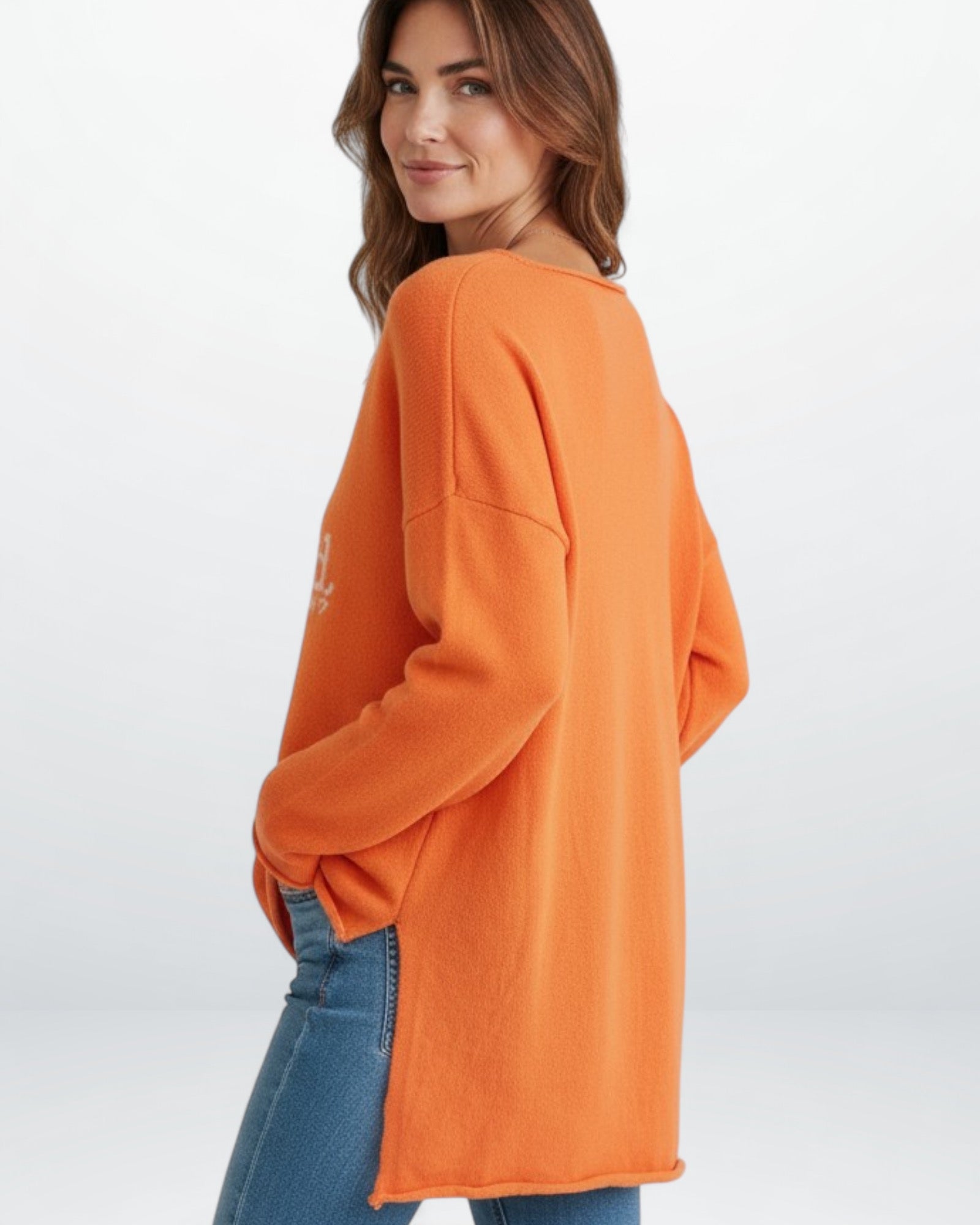 Pullover für Damen mit V-Ausschnitt und ohne elastische Abschlüsse – in Übergröße