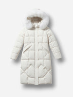 Stepp-Wintermantel mit Kunstfell Kapuze für Damen - knielang