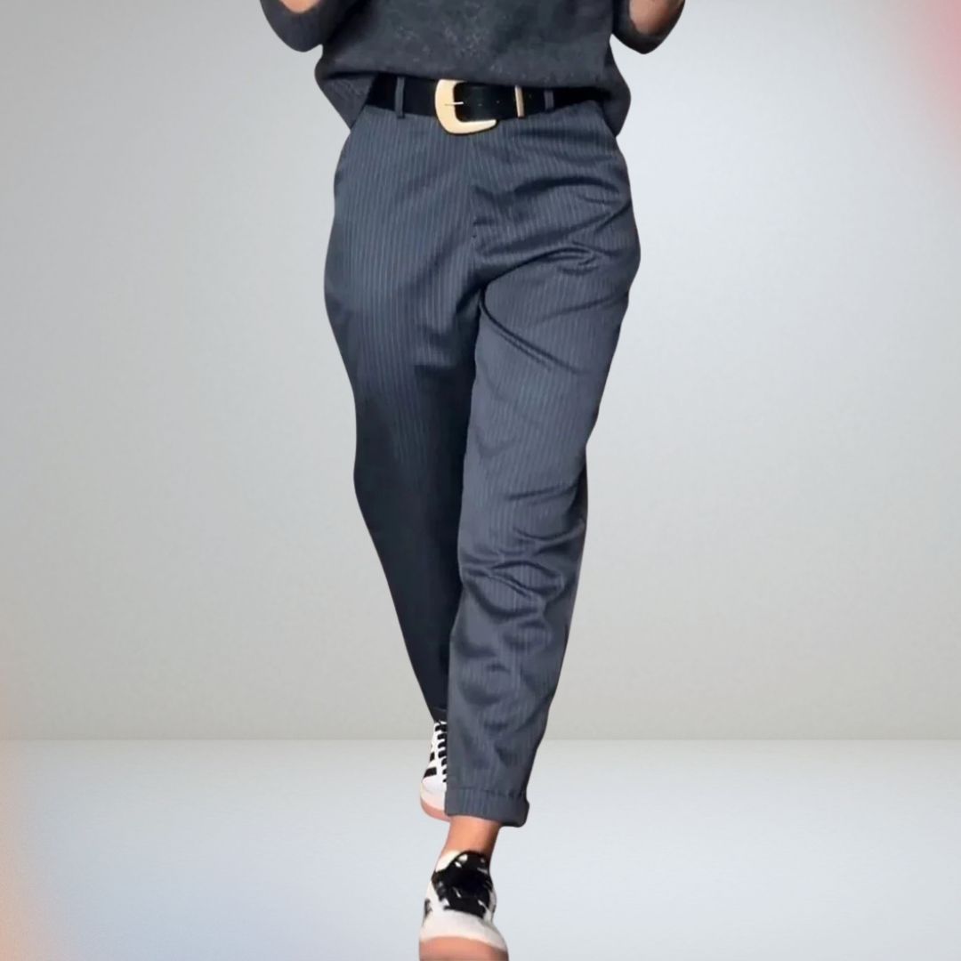 Gestreifte Stoffhose für Damen  | High waist 2