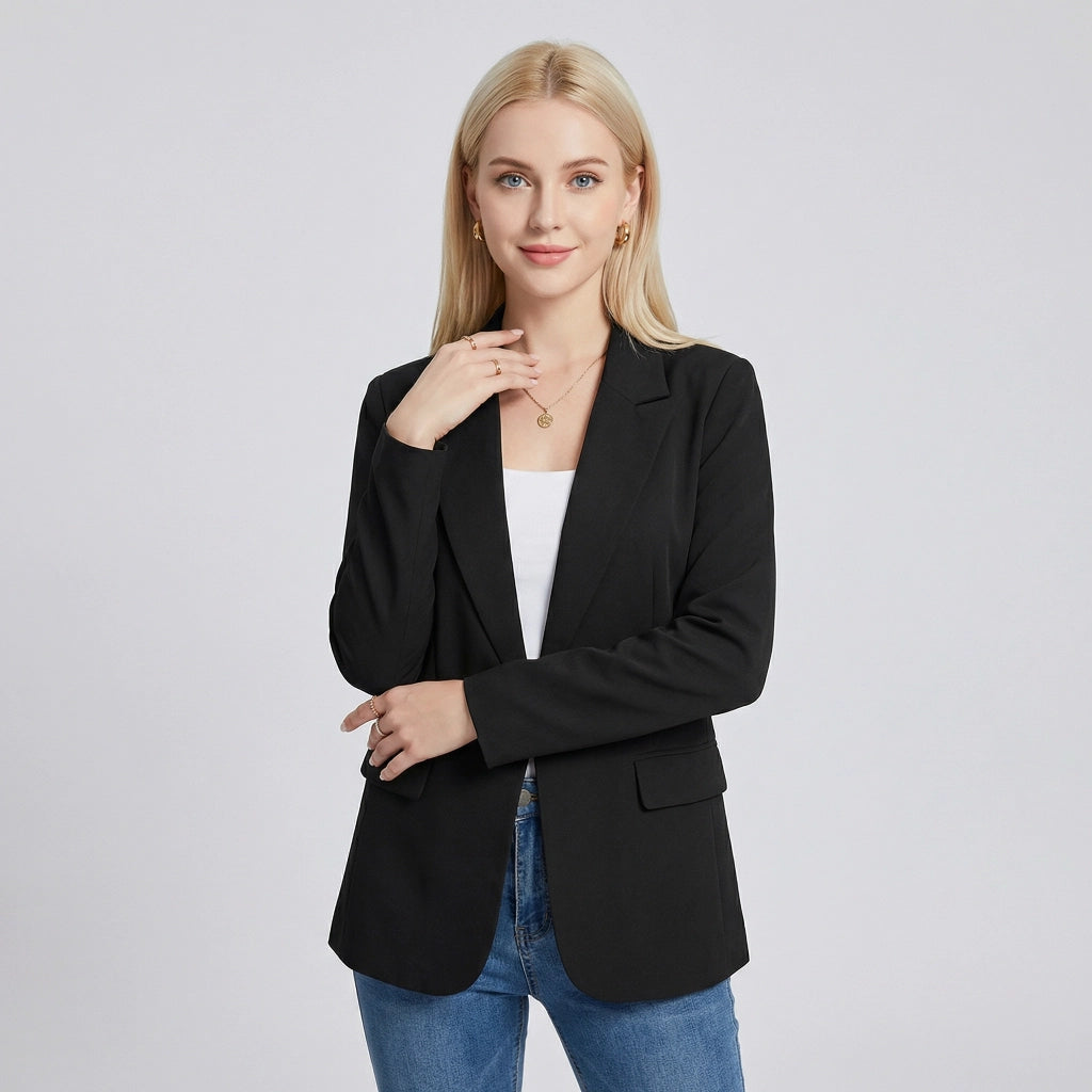 Moderner Blazer für Damen mit Ein-Knopf-Verschluss im geraden Schnitt