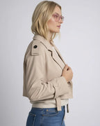 Klassischer kurzer Trenchcoat für Damen mit zweireihigem Design
