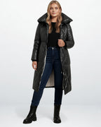 Lange Winterjacke für Damen mit hohem Pufferkragen | Große Größen