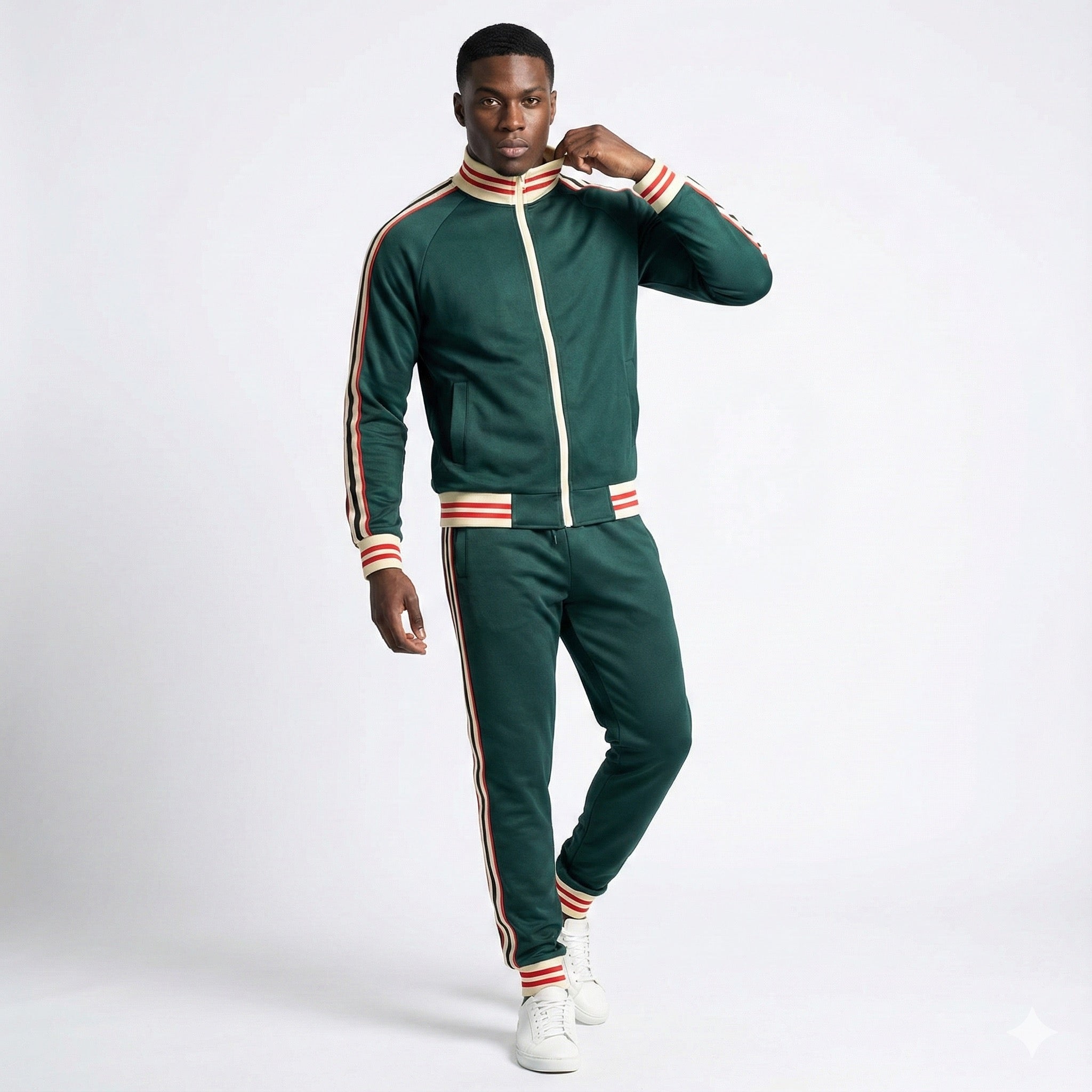 Trainingsanzug für Herren mit Reißverschluss und Bündchen an Ärmeln und Beinabschlüssen