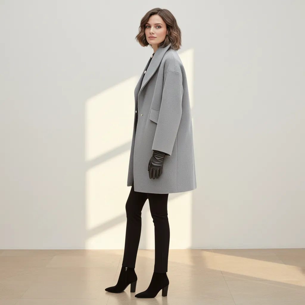 Mittellanger Übergangsmantel für Damen mit Schalkragen