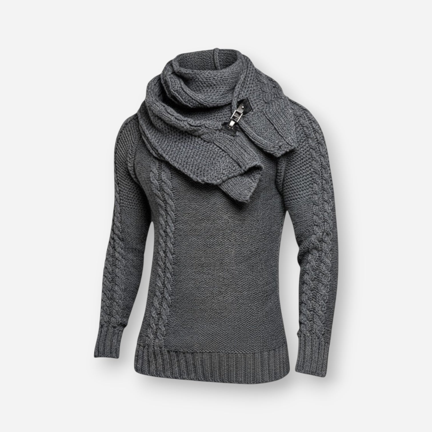 Rollkragenpullover für Herren im Schalkragen-Stil mit Zopfmuster-Details