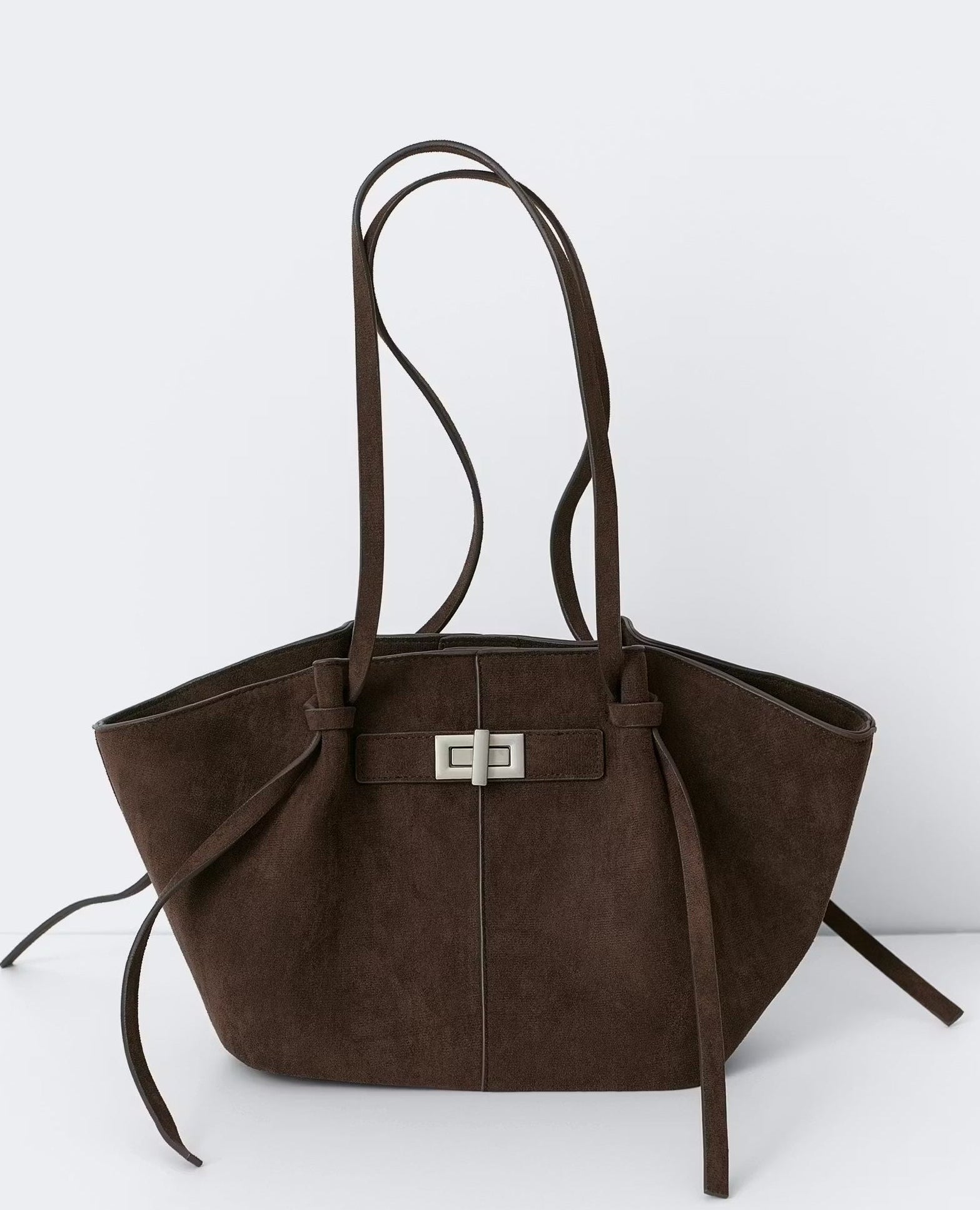 Große Damen Shopper Tasche mit Henkel und goldenem Drehverschluss