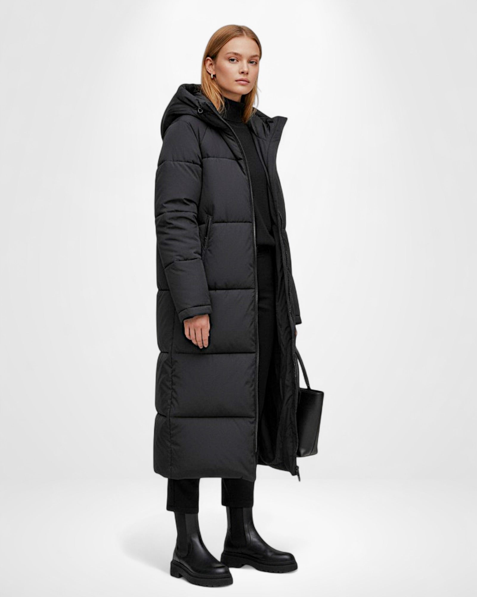 Langer Steppmantel für Damen im Oversize Form