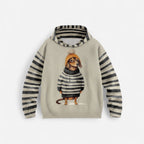 Damen Hoodie mit Hundemotiv und Kapuze