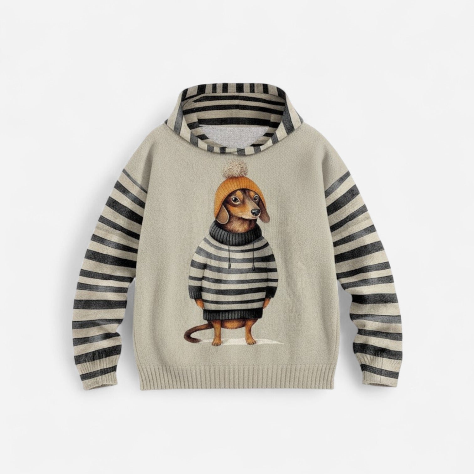 Damen Hoodie mit Hundemotiv und Kapuze