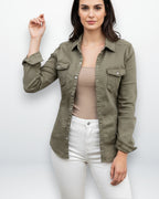 Damen Hemdjacke im klassischen Design mit Brusttaschen