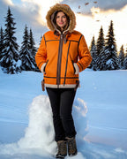 Aviator Winterjacke für Damen mit flauschig besetzter Kapuze