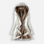 Gefütterte Winterjacke für Damen mit integrierter Kapuze und verstellbarem Bindegürtel