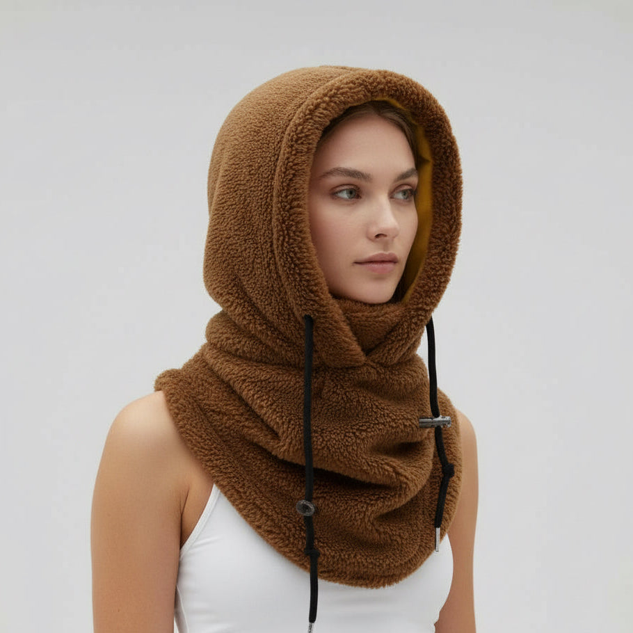 Winter Sturmhaube mit Kapuze und Nackenschutz aus Fleece