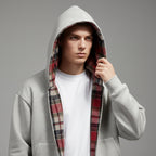 Oversized 2-in-1 Wende-Hoodie mit Karoseite