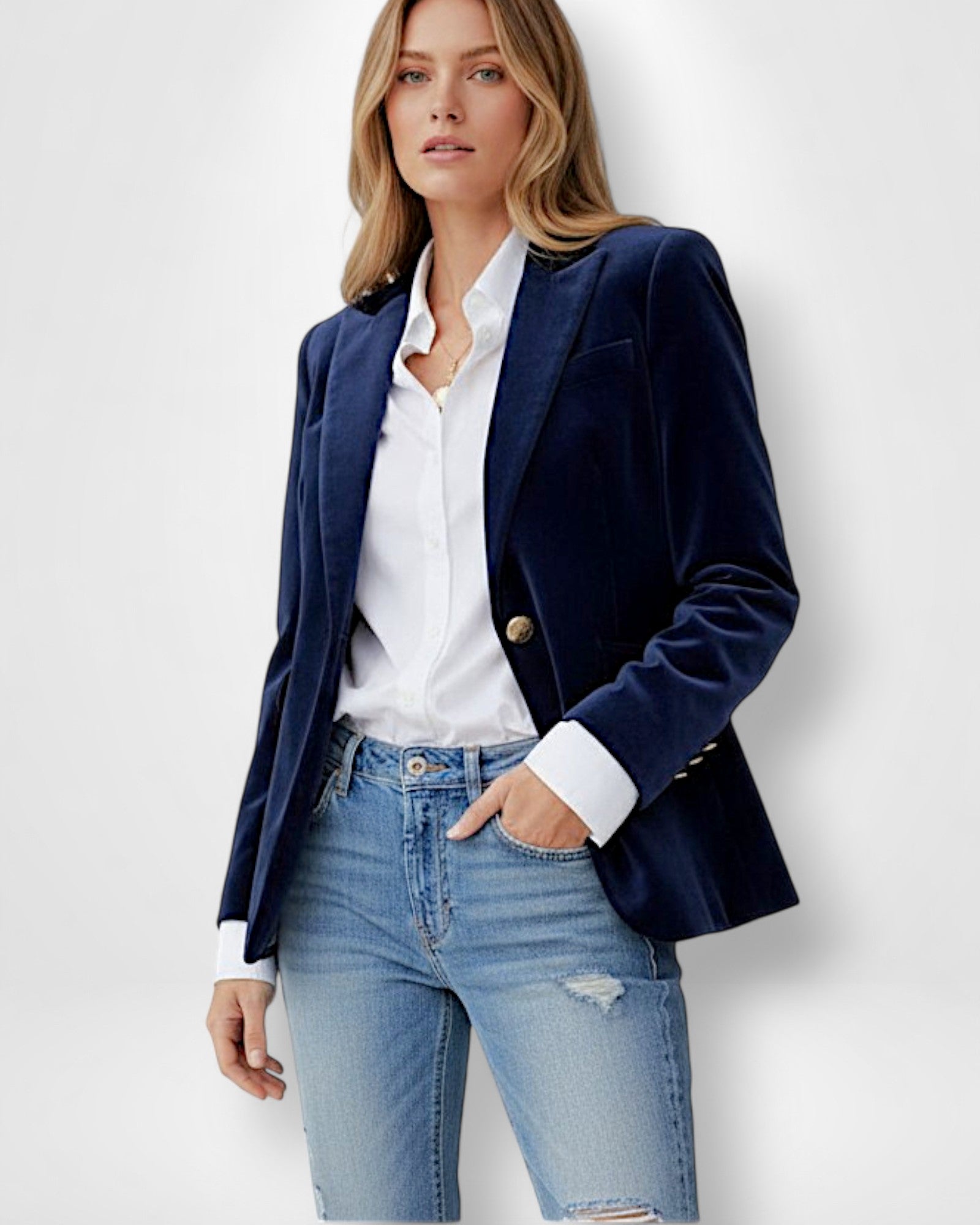 Jackenblazer aus weich schimmerndem Stoff und Ein-Knopf-Verschluss für Damen