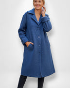 Knielanger Strickmantel mit Knopfverschluss für Damen