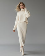 Ärmelloses Maxi Strickkleid mit Cropped Rollkragenpullover | Strickset für Damen